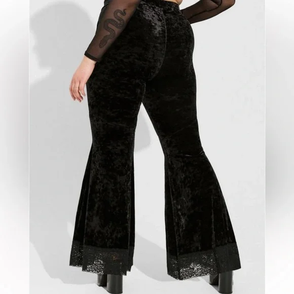 Torrid Black Velvet Flare Pants - Picture 2 of 3
